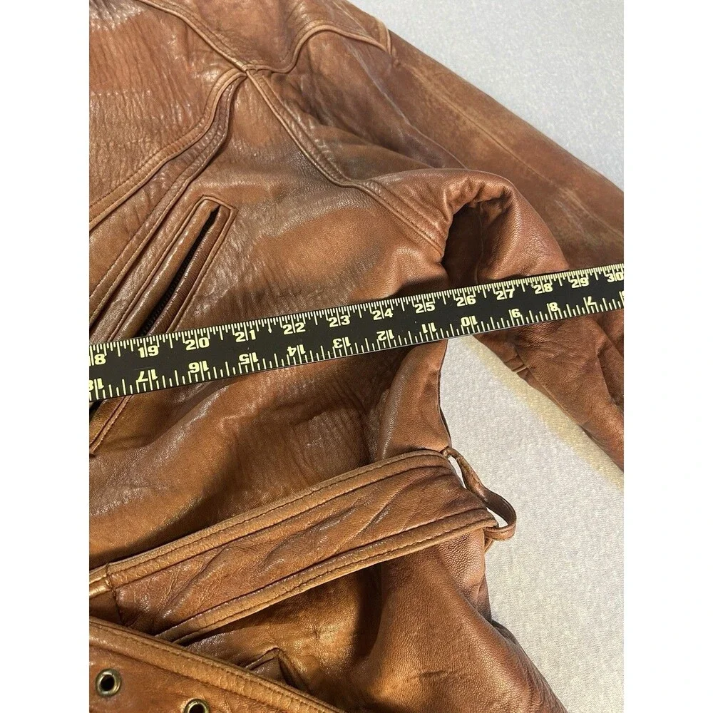 Vintage South Wind Leather Jacket Coat Men’s XXXLT Belted Cognac Biker Big Tall